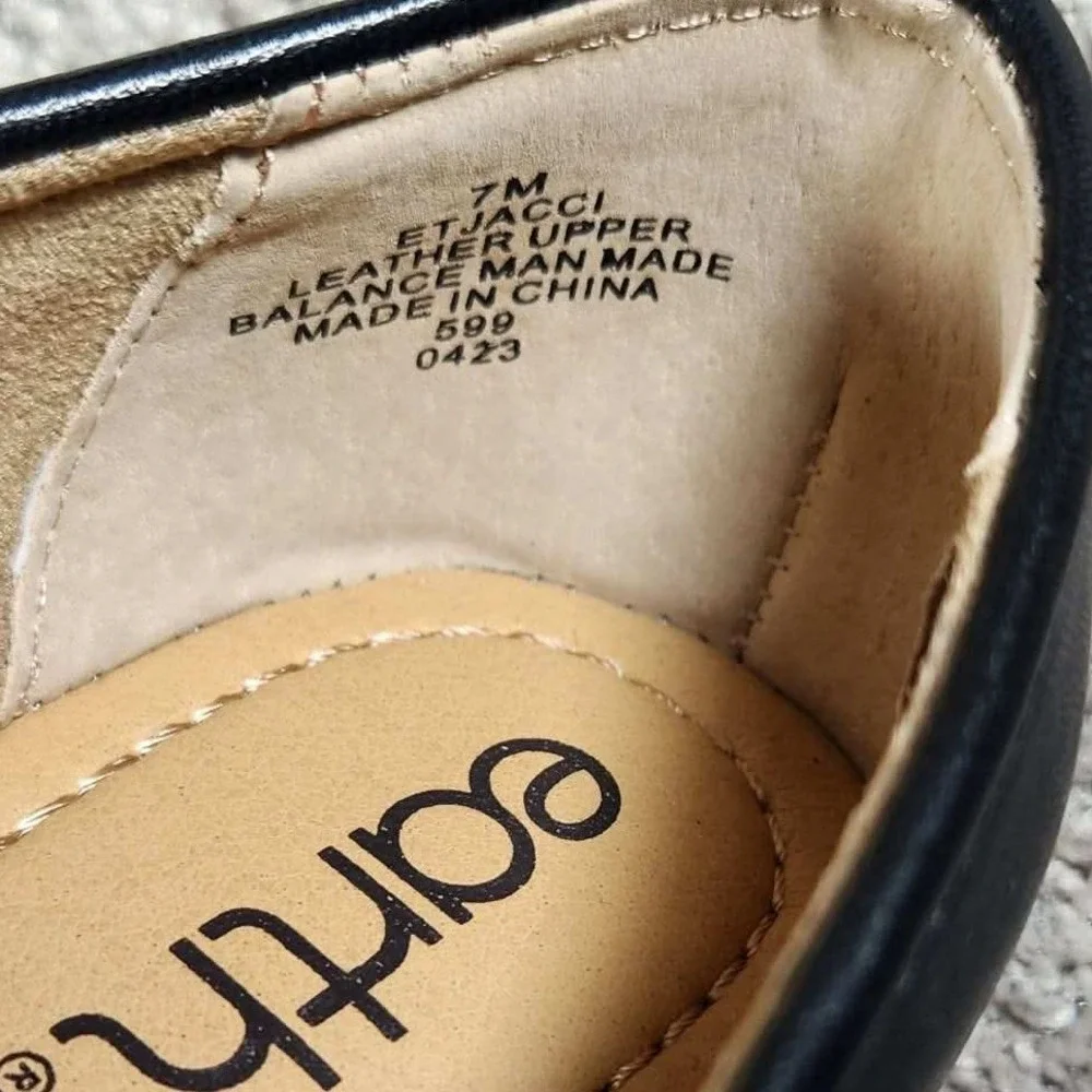 Earth Jacci Ballet Flats Black Leather Knotted Twist Comfort Womens 7